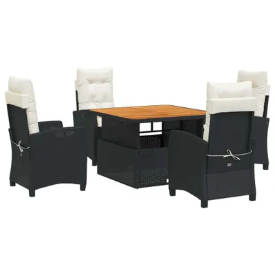 Produktbild von vidaXL 5-tlg. Garten-Essgruppe mit Kissen Schwarz Poly Rattan