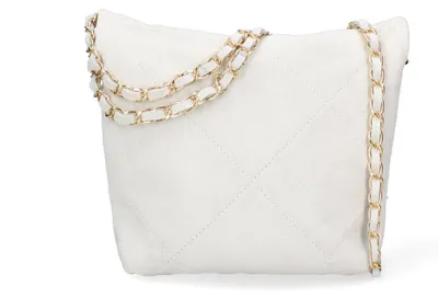 Produktbild von Wildleder Handtasche Damen mit Goldkette Italy Grigio chiaro UNICA 19x23x6 cm
