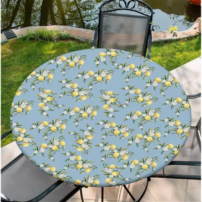 Obrázek produktu pro Kulatá ubrus, průměr 150 cm, odolná povětrnostním vlivům, omyvatelná, s gumou, citronková barva