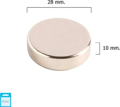 Image de Aimant rond en néodyme Wolfpack Ø 28x10 mm. (Blister 1 pièce)