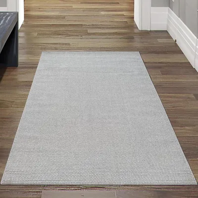 Produktbild von Wohnzimmer Kurzflor Teppich Pflegeleicht mit modernem Design in grau Größe - 80 x 150 cm