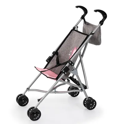 Produktbild von Bayer Design 30533AF Puppenbuggy mit Tasche, Doppelräder, faltbar, aus Metal, für Puppen bis 46 cm