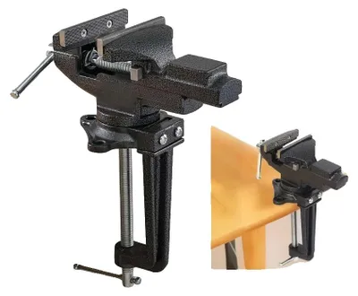 Produktbild von Werkbankzwinge, Schwerlast-Gussstahl, 16,5 x 6,5 Zoll, 360-Grad-Schwenkfuß, 5-Zoll-Maximalbackenöffnung, 20 lbs
