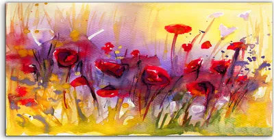 Produktbild von Coloray Spritzschutz aus Glas 120x60  Wandkunst Küchenrückwand Wand Kunst Bild Gemälde Aquarell Blume