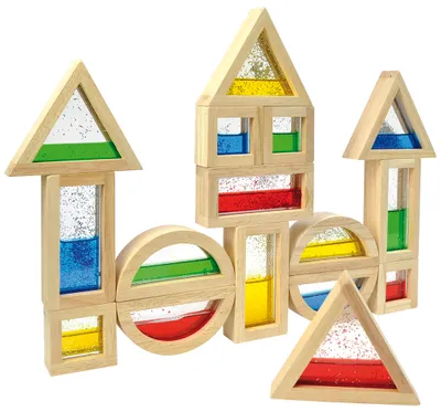Produktbild von Eduplay Glitzer Bausteine - bunte Acryl Stapelblöcke Spielzeug