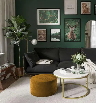 Produktbild von Runder Couchtisch CIRI mit Hocker Gold Matt