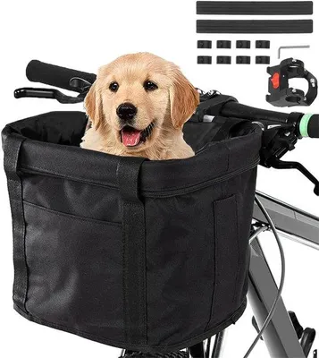 Produktbild von Aluminiumlegering-Fahrradtrage, tragbar, wasserdicht, abnehmbares Lenkrad, tragetasche für kleine Hunde, Picknick, Einkauf (schwarz)