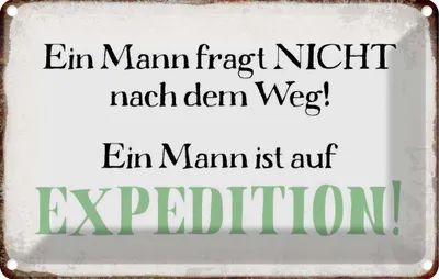 Produktbild von vianmo Blechschild 20x30 cm Mann fragt nicht nach dem Weg Männer Frauen Spruch Zitat