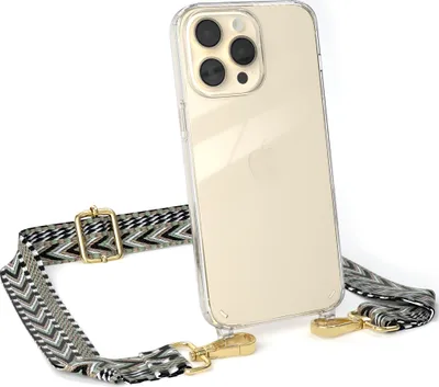 Produktbild von EAZY CASE Handykette - Verstellbarer Trageriemen kompatibel mit Apple iPhone 14 Pro Max, Handykordel mit transparenter Silikon-Hülle, Band in Grün