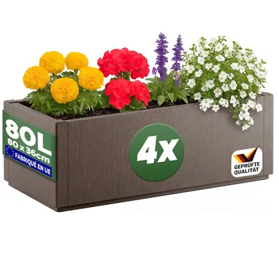 Immagine prodotto di CASARIA® Fioriera da Esterno Ethica in Plastica 4x 80L 80x36x35cm