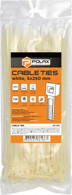Produktbild von Kabelbinder, Nylon, weiß, 5 x 250 mm, 100 Stück Polax