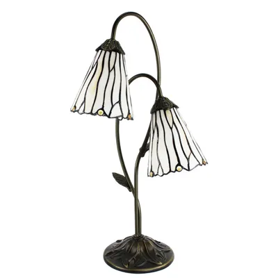 Produktbild von Clayre & Eef Tiffany Tischlampe 61 cm Braun Weiß Polyresin