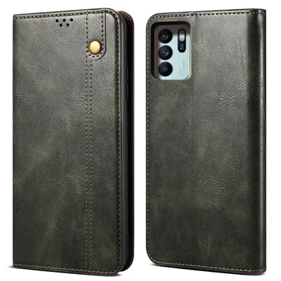 Obrázek produktu pro Pouzdro pro OPPO Reno6 Z, kožené flip pouzdro peněženka s funkcí stojánku zelené