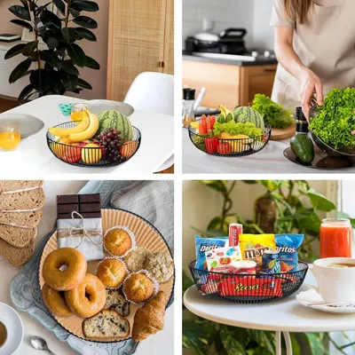 Produktbild von Metallobstschale - modernes Design - 1 Stück - schwarz - 28 x 8 cm