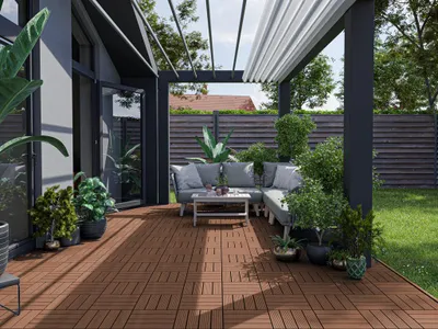Produktbild von WPC-Terrassenfliese Basic braun