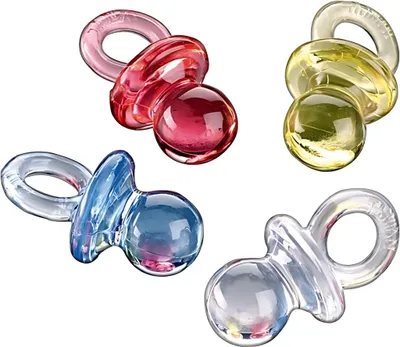 Produktbild von KNORR prandell 216930190 Dekostreu Baby "Schnuller" 1,9 cm transparent weiß, transparent gelb, transparent rosa, transparent blau