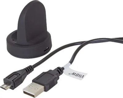 Produktbild von vhbw USB Ladekabel kompatibel mit Samsung Gear S2, S2 Classic, SM-R730, SM-R732 Smartwatch Fitnesstracker - Dockingstation Schwarz, 100 cm
