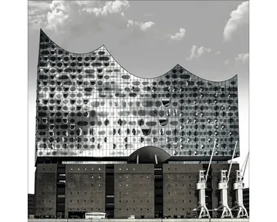 Produktbild von Glasbild Hamburg Elbphilharmonie grau 20x20 cm