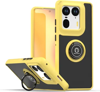Obrázek produktu pro Pouzdro pro Motorola Edge 50 Ultra matné průsvitné TPU pouzdro s prstencovým držákem a stojánkem Žluť