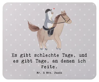 Produktbild von Mr. & Mrs. Panda Mauspad Pferd Reiten - Grau Pastell - Geschenk, Reitsport, Pferde, mousematte, computer mousepad, Reitverein, laptop, Mouse Pad, Reitstall
