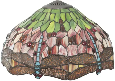 Produktbild von Clayre & Eef Lampenschirm Tiffany Ø 42x24 cm Rot Grün Glas Libelle