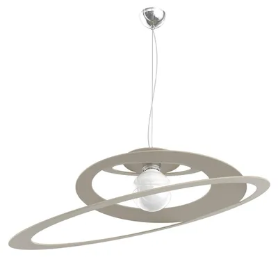 Image de Suspension industrielle minimaliste, style bungee, en métal de couleur sable, 1 lumière, douille E27, diamètre 70 cm