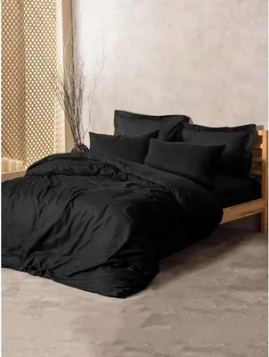 Produktbild von Bettwäsche-Set, 220 x 240 cm, 100% Baumwolle Renforcé, Schwarz, 2 Kissenbezüge 60 x 60 cm