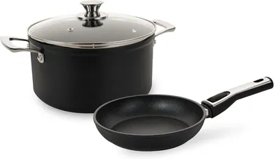 Produktbild von Cerafit Plasma Kochgeschirr-Set 3-teilig: Bratpfanne 20 cm und Kochtopf 24 cm mit Deckel, Antihaftbeschichtung, für Induktion und alle Herdarten, abnehmbarer Griff, backofengeeignet und spülmaschinenfest