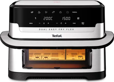 Produktbild von TEFAL Dual Easy Fry Flex EY922D 9 L Stand-alone Hot air fryer Black Stainless