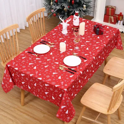 Weihnachtstischdecke rot rechteckig 229x138 cm wasserabweisend