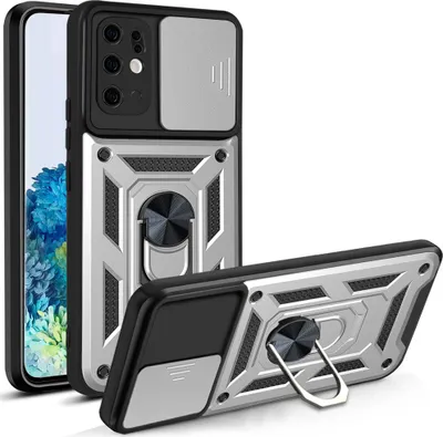 Produktbild von Galaxy S20+ Plus Hülle mit 360° Drehbarer Magnetische Ring Ständer Halter Dia Kameraschutz TPU Bumper Silikon Schutzhülle für Samsung Galaxy S20 Plus Silber