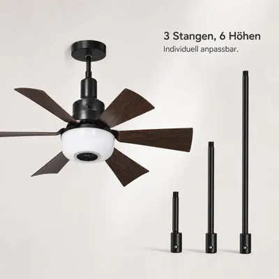 Produktbild von E27 Leise Ventilator φ52cm Deckenventilator mit Licht & Fernbedienung 40W RGB Bluetooth Lautsprecher 3 Windstufen, Lampe mit Ventilator Schlafzimmer