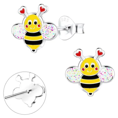 Produktbild von Kinder Ohrstecker Biene: Bunte Ohrringe Silber 925