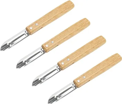 Image de Set de 4 éplucheurs en inox et bois Nirosta Country
