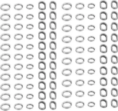 Immagine prodotto di 200 anelli a doppio scatto in acciaio inossidabile, set di utensili resistenti con chiusura rapida.
