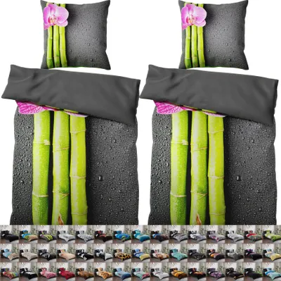 Produktbild von SANILO® Bettwäsche 135x200 cm, 100% feinste Baumwolle, 4-teilig, Bettbezug, Kissenbezug 80x80cm  - Asia