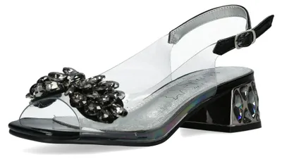 Produktbild von Misstyl by Laura Vita Damen Sandalette Transparenz Glitzerstein Schleife MILY 21, Größe:40 EU, Farbe:Schwarz