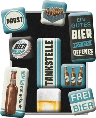 Produktbild von Nostalgic-Art - 9tlg. Magnetset - Tankstelle Bier