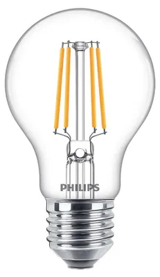 Produktbild von Philips Filament-Lampe, transparent, 40W A60 E27 x3, 4,3 W, 40 W, E27, 470 lm, 15000 h, Warmweiß