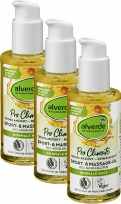 Produktbild von 3 x  alverde Naturkosmetik - Sport- & Massage-Öl Bio-Arnikablüten (3 x 100 ml)