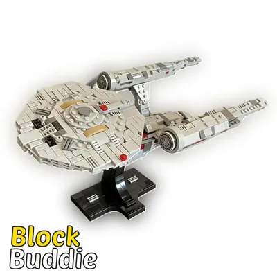 Produktbild von Trek Enterprise USS inspiriertes Sci-Fi Raumschiff MOC – 729 Teile – „Klassisches Sternenflotten-Raumschiff“ – Display Klemmbaustein Set