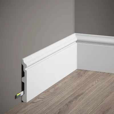 Produktbild von PROVISTON | Sockelleiste | 14 x 117 x 2000 mm | Weiß | Fußleiste | Mit Kabelkanal | Klassisch | Hochwertig | Robust | Langlebig | 1 Stück
