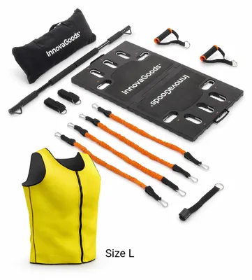 Immagine prodotto di Set di allenamento portatile con istruzioni per gli esercizi e gilet sportivo da sauna da uomo taglia L InnovaGoods