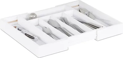 Produktbild von Ausziehbarer Besteckkasten aus weißem Bambus