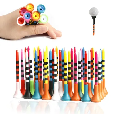 Immagine prodotto di 50 tee da golf in plastica con cuscinetti in gomma, 83 mm