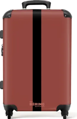 Produktbild von NoBoringSuitcases.com Hartschalen Koffer Mittelgroß 67x43x25 cm, 72L, Einfarbig mit Streifen: Rot mit schwarzem Streifen, Reisekoffer mit 4 Rollen