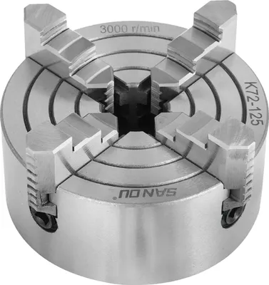 Obrázok produktu pre 4-čeľusťové sústružnícke skľučovadlo, priemer 125 mm, liate telo, vysoko presné čeľuste, K72-125 4-čeľusťové skľučovadlo