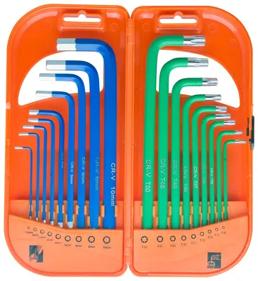 Image de Jeu De Clés Hexagonales Et Torx Longues 18 Pièces