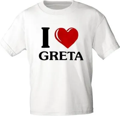 Produktbild von T-Shirt mit Print -I LOVE GRETA - 10247/2 weiß Gr. S-3XL Größe - L