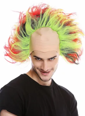 Produktbild von WIG ME UP Perücke Glatze Toupiert Dämon Rot Schwarz Grün Gelb 91532